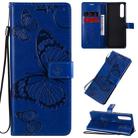 For Sony Xperia 1 II 3D Butterflies Embossing Pattern Horizontal Flip Leather Case with Holder & Card Slot & Wallet & Lanyard(Blue) - 1