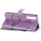 For Sony Xperia 1 II 3D Butterflies Embossing Pattern Horizontal Flip Leather Case with Holder & Card Slot & Wallet & Lanyard(Purple) - 6