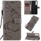 For Sony Xperia 1 II 3D Butterflies Embossing Pattern Horizontal Flip Leather Case with Holder & Card Slot & Wallet & Lanyard(Grey) - 1