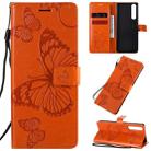 For Sony Xperia 1 II 3D Butterflies Embossing Pattern Horizontal Flip Leather Case with Holder & Card Slot & Wallet & Lanyard(Orange) - 1