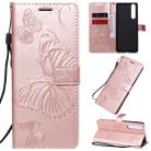 For Sony Xperia 1 II 3D Butterflies Embossing Pattern Horizontal Flip Leather Case with Holder & Card Slot & Wallet & Lanyard(Rose Gold) - 1