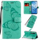 For Xiaomi Mi 10 5G / Mi 10 Pro 5G 3D Butterflies Embossing Pattern Horizontal Flip Leather Case with Holder & Card Slot & Wallet & Lanyard(Green) - 1