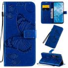 For Xiaomi Mi 10 5G / Mi 10 Pro 5G 3D Butterflies Embossing Pattern Horizontal Flip Leather Case with Holder & Card Slot & Wallet & Lanyard(Blue) - 1