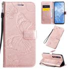 For Xiaomi Mi 10 5G / Mi 10 Pro 5G 3D Butterflies Embossing Pattern Horizontal Flip Leather Case with Holder & Card Slot & Wallet & Lanyard(Rose Gold) - 1