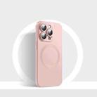 For iPhone 14 Pro Max CD Texture MagSafe Liquid Silicone Phone Case(Light Pink) - 1