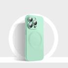 For iPhone 14 Pro Max CD Texture MagSafe Liquid Silicone Phone Case(Mint Green) - 1