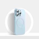 For iPhone 14 CD Texture MagSafe Liquid Silicone Phone Case(Light Grey Blue) - 1