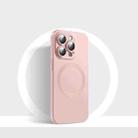 For iPhone 13 Pro Max CD Texture MagSafe Liquid Silicone Phone Case(Light Pink) - 1