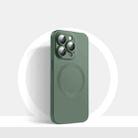 For iPhone 12 Pro Max CD Texture MagSafe Liquid Silicone Phone Case(Dark Green) - 1