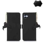For Samsung Galaxy A04e Genuine Leather Magnetic RFID Leather Phone Case(Black) - 1