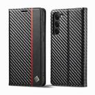 For Samsung Galaxy S23 5G LC.IMEEKE Carbon Fiber PU + TPU Horizontal Flip Leather Phone Case(Vertical Black) - 1