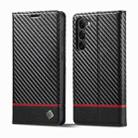 For Samsung Galaxy S23 5G LC.IMEEKE Carbon Fiber PU + TPU Horizontal Flip Leather Phone Case(Horizontal Black) - 1