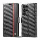 For Samsung Galaxy S23 Ultra 5G LC.IMEEKE Carbon Fiber PU + TPU Horizontal Flip Leather Phone Case(Vertical Black) - 1