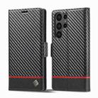 For Samsung Galaxy S23 Ultra 5G LC.IMEEKE Carbon Fiber PU + TPU Horizontal Flip Leather Phone Case(Horizontal Black) - 1