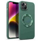 For iPhone 14 Plus MagSafe Imitation Liquid Silicone Phone Case(Dark Green) - 1