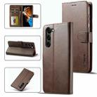 For Samsung Galaxy S23 5G LC.IMEEKE Calf Texture Horizontal Flip Leather Phone Case(Coffee) - 1