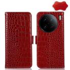 For vivo X90 Pro Crocodile Top Layer Cowhide Leather Phone Case(Red) - 1