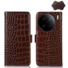 For vivo X90 Pro Crocodile Top Layer Cowhide Leather Phone Case(Brown) - 1