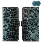 For Honor 80 Pro Crocodile Top Layer Cowhide Leather Phone Case(Green) - 1