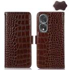 For Honor 80 Pro Crocodile Top Layer Cowhide Leather Phone Case(Brown) - 1