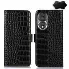 For Honor 80 Crocodile Top Layer Cowhide Leather Phone Case(Black) - 1