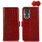 For Honor 80 Crocodile Top Layer Cowhide Leather Phone Case(Red) - 1