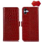 For Samsung Galaxy A04e Crocodile Top Layer Cowhide Leather Phone Case(Red) - 1
