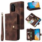 For Huawei P40 Pro Multifunctional Card Slot Zipper Wallet Leather Phone Case(Brown) - 1