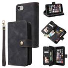 For iPhone SE 2022 / SE 2020 / 8 / 7 Multifunctional Card Slot Zipper Wallet Leather Phone Case(Black) - 1