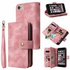 For iPhone SE 2022 / SE 2020 / 8 / 7 Multifunctional Card Slot Zipper Wallet Leather Phone Case(Rose Gold) - 1