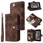 For iPhone SE 2022 / SE 2020 / 8 / 7 Multifunctional Card Slot Zipper Wallet Leather Phone Case(Brown) - 1