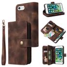 For iPhone 6s Plus / 6 Plus Multifunctional Card Slot Zipper Wallet Leather Phone Case(Brown) - 1