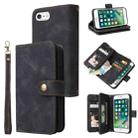 For iPhone 8 Plus / 7 Plus Multifunctional Card Slot Zipper Wallet Leather Phone Case(Black) - 1