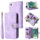 For iPhone 8 Plus / 7 Plus Multifunctional Card Slot Zipper Wallet Leather Phone Case(Purple) - 1
