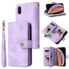 For iPhone XS / X Multifunctional Card Slot Zipper Wallet Leather Phone Case(Purple) - 1