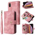 For iPhone XS / X Multifunctional Card Slot Zipper Wallet Leather Phone Case(Rose Gold) - 1