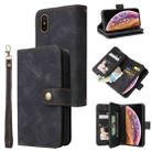 For iPhone XS Max Multifunctional Card Slot Zipper Wallet Leather Phone Case(Black) - 1