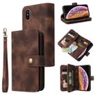 For iPhone XS Max Multifunctional Card Slot Zipper Wallet Leather Phone Case(Brown) - 1