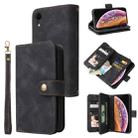 For iPhone XR Multifunctional Card Slot Zipper Wallet Leather Phone Case(Black) - 1