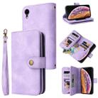 For iPhone XR Multifunctional Card Slot Zipper Wallet Leather Phone Case(Purple) - 1
