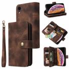 For iPhone XR Multifunctional Card Slot Zipper Wallet Leather Phone Case(Brown) - 1