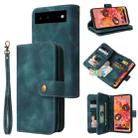 For Google Pixel 6 Multifunctional Card Slot Zipper Wallet Leather Phone Case(Blue) - 1