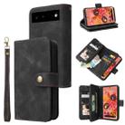 For Google Pixel 6 Pro Multifunctional Card Slot Zipper Wallet Leather Phone Case(Black) - 1