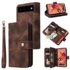 For Google Pixel 6 Pro Multifunctional Card Slot Zipper Wallet Leather Phone Case(Brown) - 1