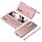 For Samsung Galaxy Z Fold4 Electroplating Corrugated Hinge Folding Phone Case(Rose Gold) - 1