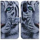 For Huawei nova Y70 Plus Coloured Drawing Flip Leather Phone Case(Tiger) - 1