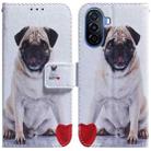 For Huawei nova Y70 Plus Coloured Drawing Flip Leather Phone Case(Pug) - 1