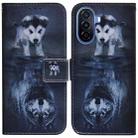 For Huawei nova Y70 Plus Coloured Drawing Flip Leather Phone Case(Wolf and Dog) - 1