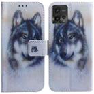 For Motorola Moto G72 Coloured Drawing Flip Leather Phone Case(White Wolf) - 1