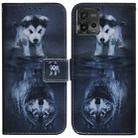 For Motorola Moto G72 Coloured Drawing Flip Leather Phone Case(Wolf and Dog) - 1